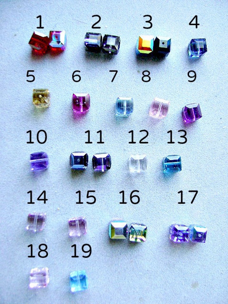 BEADS SWAROVSKI 8mm CUBES Austrian Square Faceted Bling Color Choice 1 Or 10 Pieces image 1