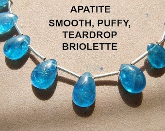 BEADS APATITE TOP Drilled Lightweight Medium Blue 19 Pieces