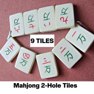 MAHJONG 2 HOLE Spacer TILES #1, 9 PIECES