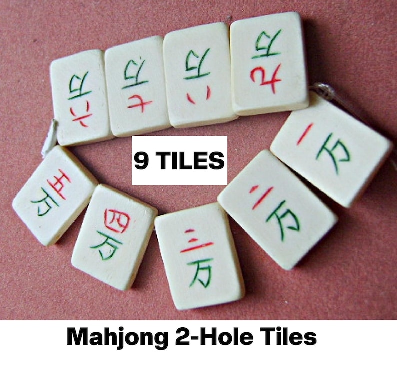 MAHJONG 2 HOLE Spacer TILES #1, 9 PIECES