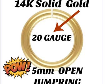 14k Gold Round 5mm Jumprings Open .032 20 Gauge