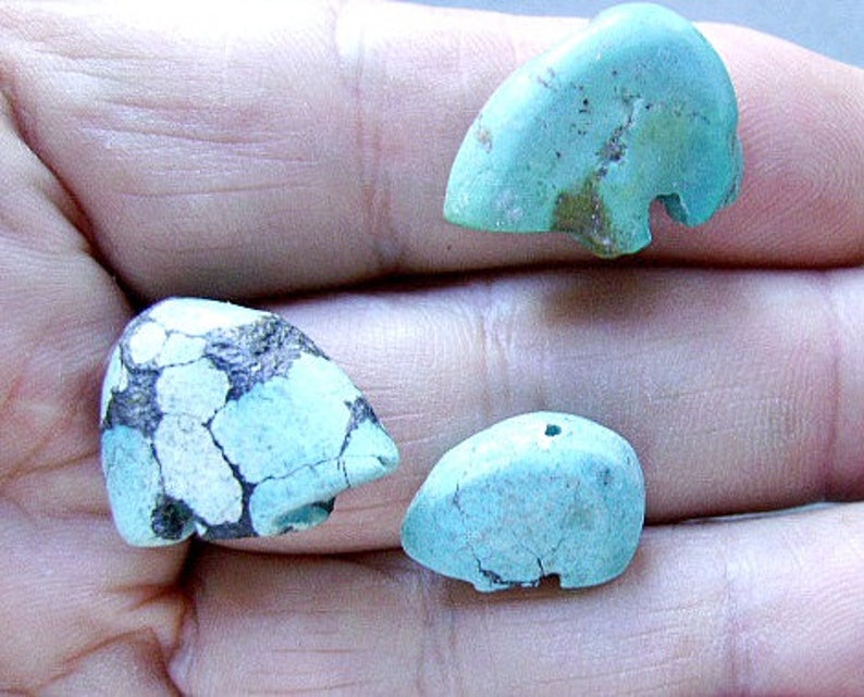 Bear Turquoise Fetish Zuni Beads Genuine Gemstone Native Etsy