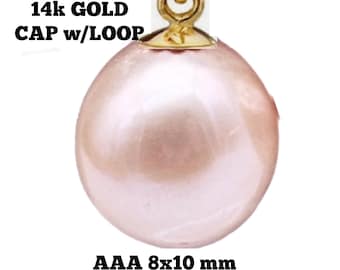 Pink Pearl Drops 14K Bail AAA 8x10mm South Sea