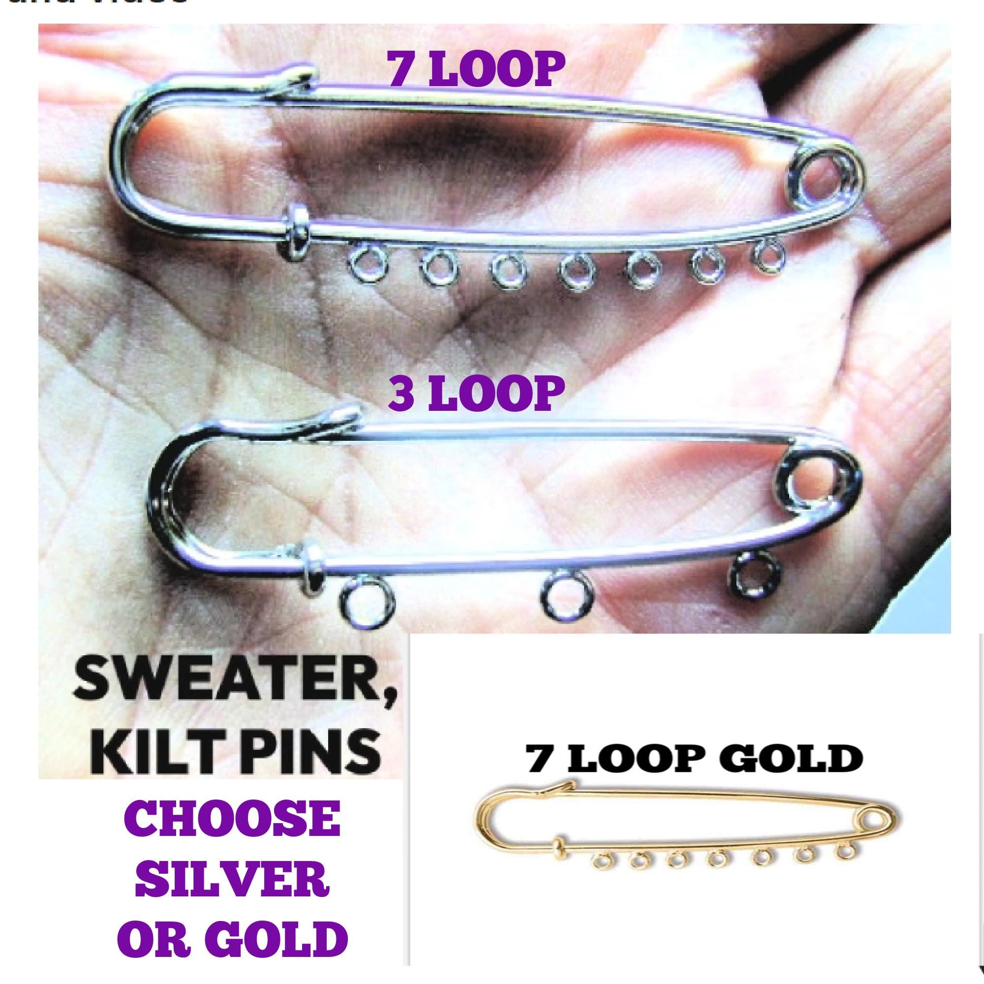 Pins Safety Large for Sweaters Backpack Silver 3 & 7 Loops - Etsy