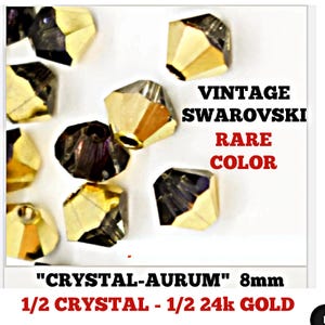 Rare Swarovski Crystal Aurum Beads: 1/2 24K Gold Bicone, 8mm