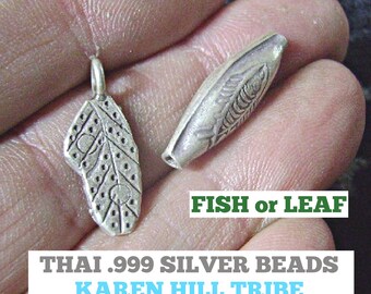 CHARMS BEADS THAI .999 Pure Silver Karen Tribe Ethnic Tribal Loc a