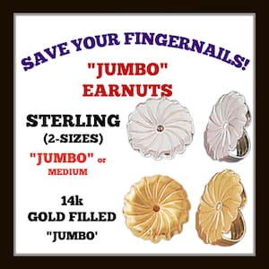 Jumbo Earring Backs Sterling Silver or Gold-Filled Clutches Stud Earring Nuts 9.5mm or 5.5mm