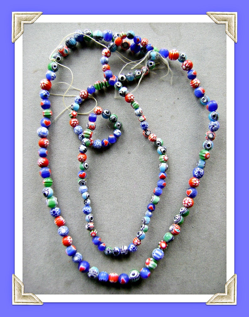 BEADS MILIFIORE GLASS Chevron Evil Eye Heart 1 Or 10 Strands