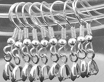 EAR WIRES w/ Pinch BAIL 3 10 or 25 Pairs Shepherd Hook Silver Color Briolette