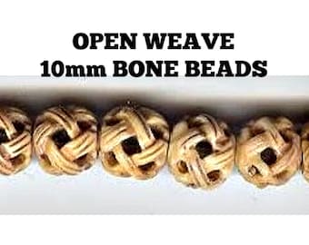 Bone Beads  Hand Carved 10mm LARGE Lace Unique Focal Antiqued