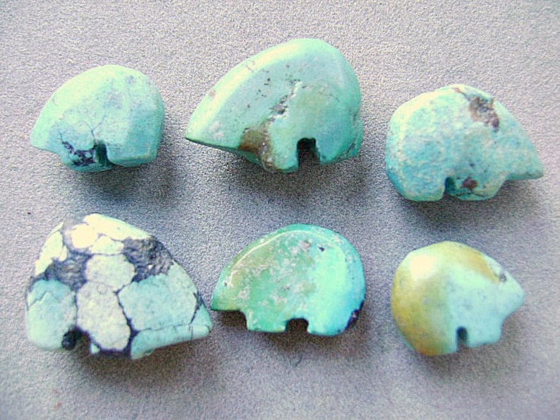 Bear Turquoise Fetish Zuni Beads Genuine Gemstone Native Etsy