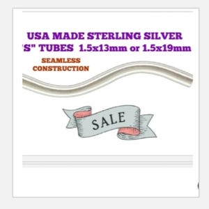 BEAD TUBE "S" SHAPE Sterling Curved Silver Noodle 1.5 x 13mm