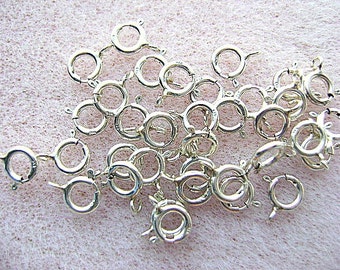 Clasp STERLING Silver Connector SPRING Ring 5 mm CLOSED Loop 10 50 100 Pc Lot