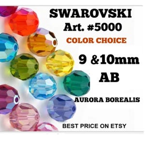 Swarovski Crystal Faceted Round Beads: 10mm Article 5000, AB Finish