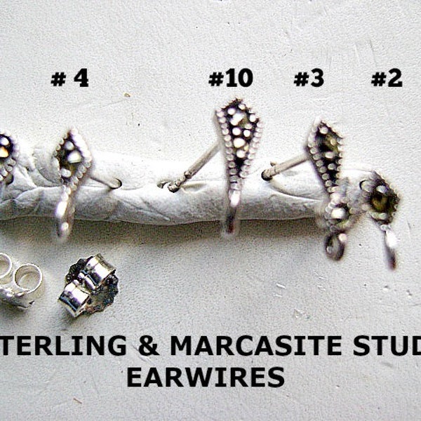 Ear Rings MARCASITE STERLING Silver Post STUD w/ear Nuts
