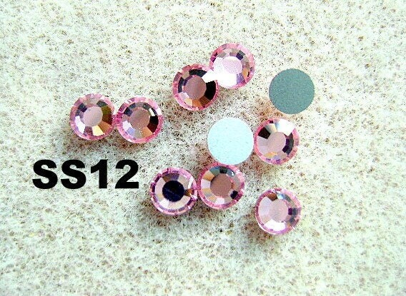 Rhinestones Glass Swarovski Flatback SS12 MIX 3.2mm Glue on 140 Pieces ...