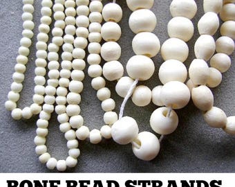 Bone Bead Strands: White Round & Oval Beads, Necklace Filler