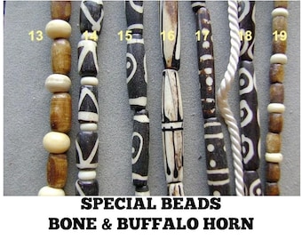 Bead BONE Beads STRANDS Hand Carved Beach Surfer MACRAME Unique Tribal Ethnic Cylinder