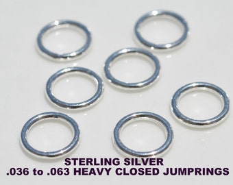 JUMPRINGS CLOSED Sterling Silver HEAVYWEIGHT Medium Lightweight Round 028 .032 .036 .040 048 .063 Clasp Ring