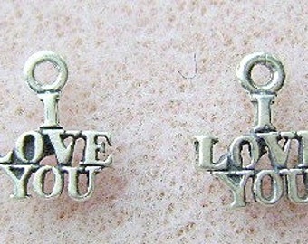 Charm Sterling Silver I LOVE YOU Charm 1 Or 2 Piece Lot USA Made Romance Wedding