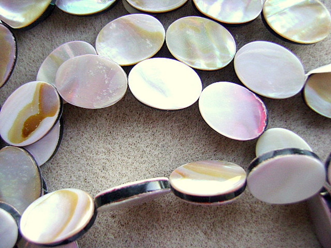 Iridescent Mother of Pearl Shell Strand: 18mm Oval Beads - Etsy
