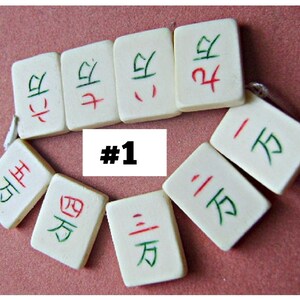 MAHJONG 2 HOLE Spacer TILES #1, 3, 9 Pc STRANDS