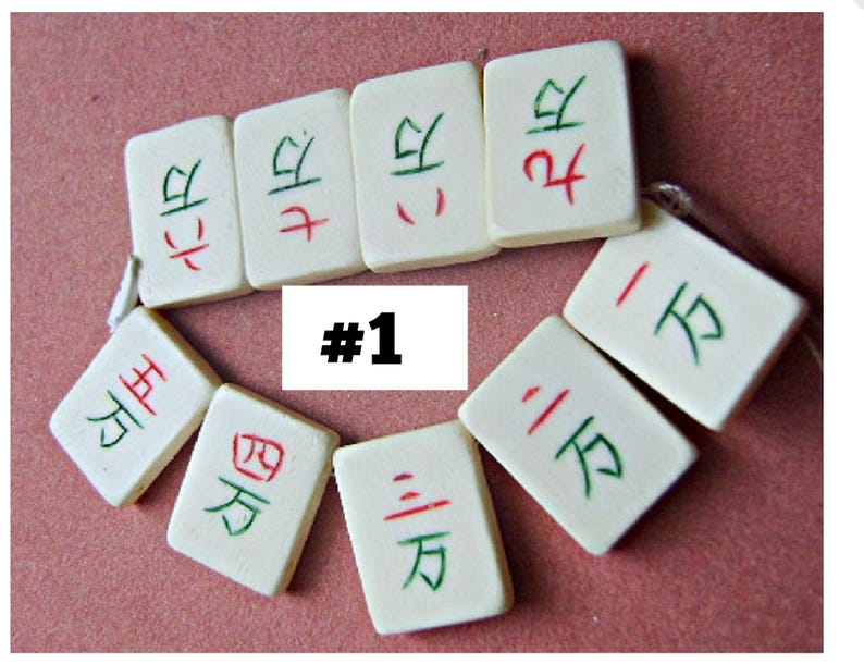 MAHJONG 2 HOLE Spacer TILES #1, 3, 9 Pc STRANDS