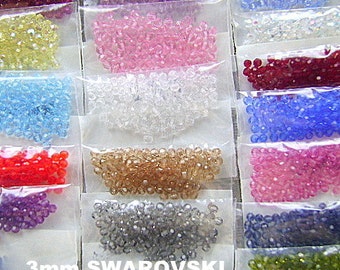 PERLES SWAROVSKI Cristal autrichien 3 mm à facettes rondes couleur au choix Art. 5000 100 pièces