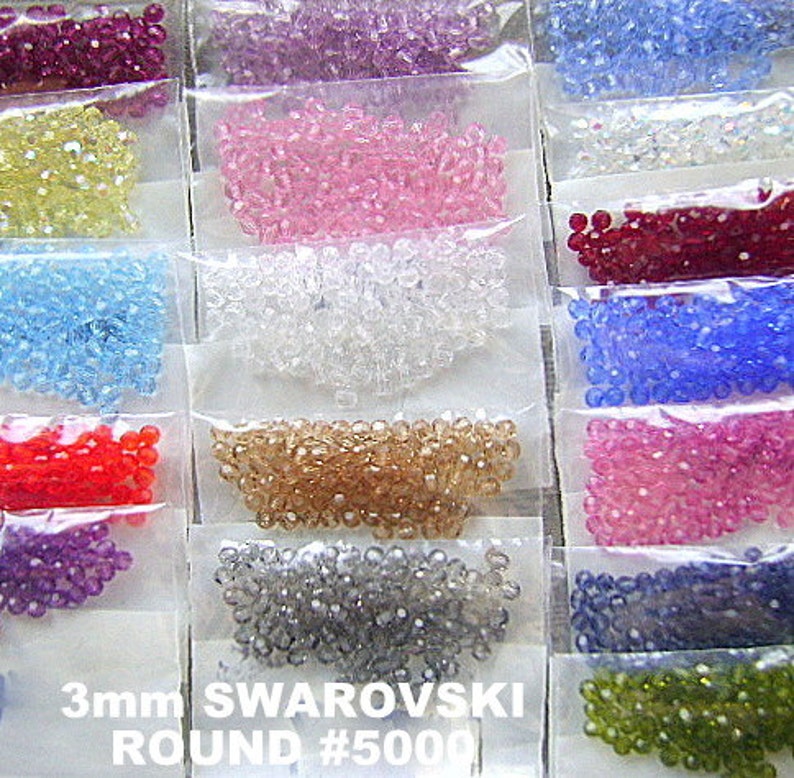 BEADS SWAROVSKI Austrian 3mm Crystal Faceted Round Color Choice Art. 5000 100 Pieces zdjęcie 1