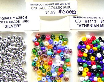 Seed BEADS CZECH  Rocailles 6/0 Silver Opaque Mixes GLASS Seed 6/0 Spacer Mix   36 Inch Crystal