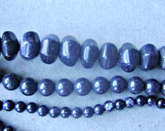 BEADS "Blue GOLDSTONE" BLUE Strand Smooth gm1