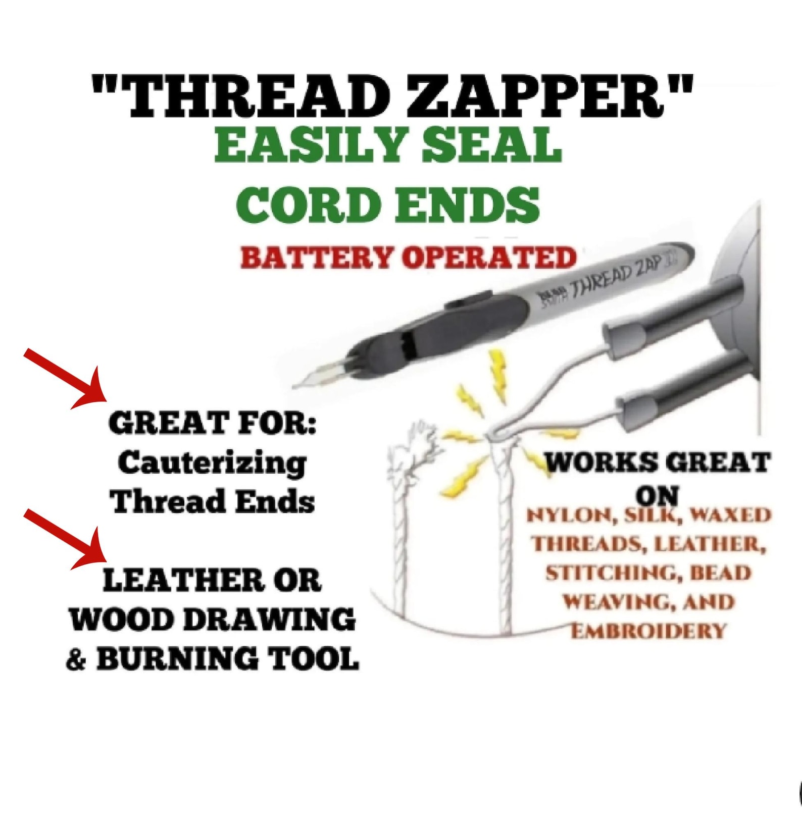 Thread & Leather Burner Tool Thread Zap 2: Battery-powered - Etsy