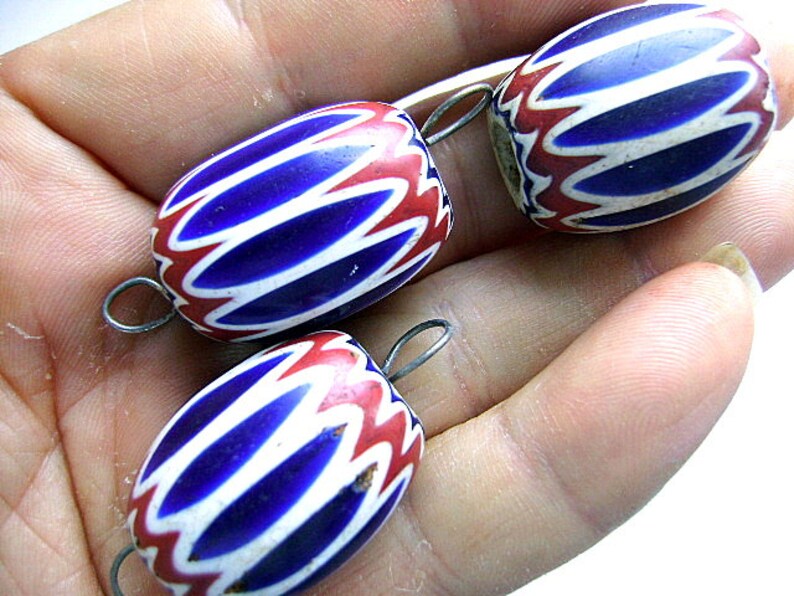 CHEVRON HUGE Trade Bead VINTAGE Rare Bead Focal Antique 6 6 Layer African Murano image 5