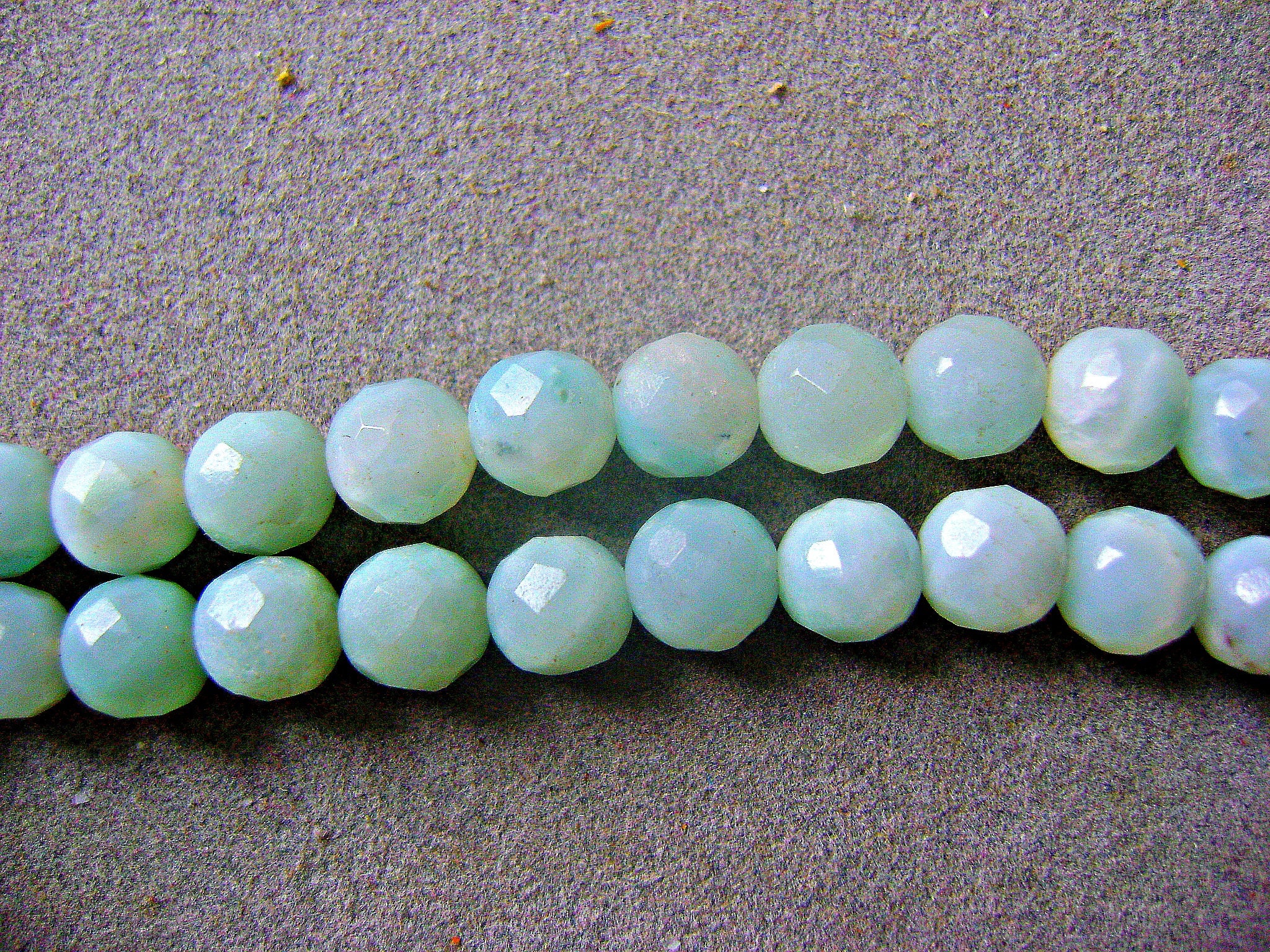 Collana Amazzonite Naturale Blu Cielo, Perle Tonde Graduate 6-14 Mm, 18", Argento Placcato