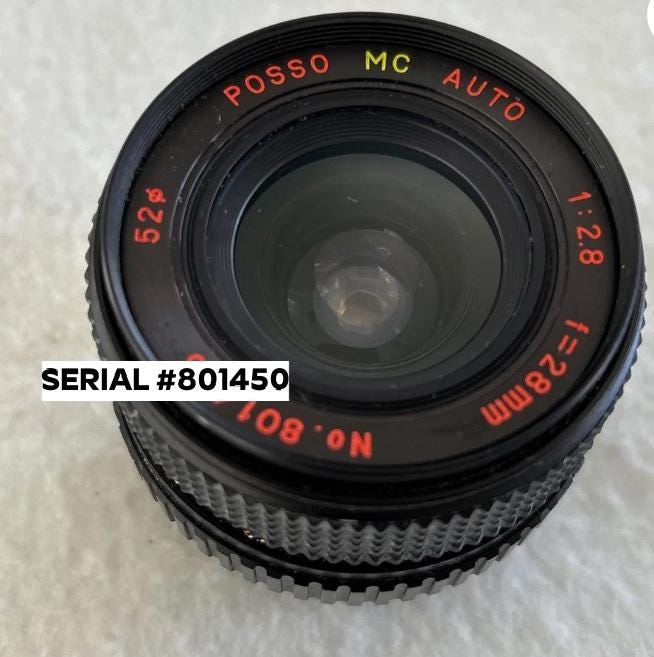 Camera Lens 28mm Posso MC Auto F/2.8 Lens - Etsy