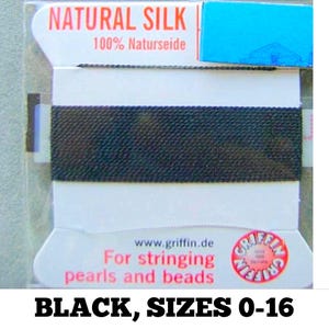 SILK Thread Black Griffin Needle Choose Size  Meter Quality Pearl String German