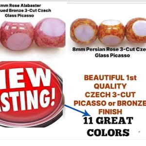 PERLINE 3-Taglio 8 mm Picasso Finish Vetro ceco