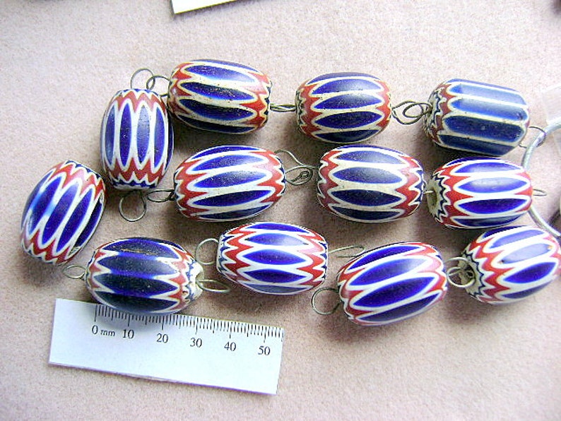 CHEVRON HUGE Trade Bead VINTAGE Rare Bead Focal Antique 6 6 Layer African Murano image 4