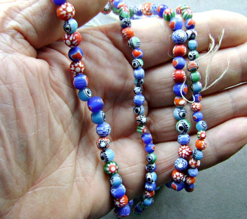 BEADS MILIFIORE GLASS Chevron Evil Eye Heart 1 Or 10 Strands
