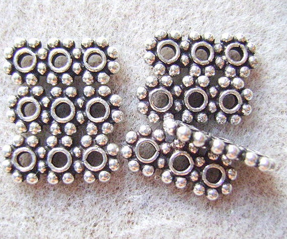 50pcs Antique Silver 3 Rows Spacer Bar Loose Crystal Beads For Bracelet