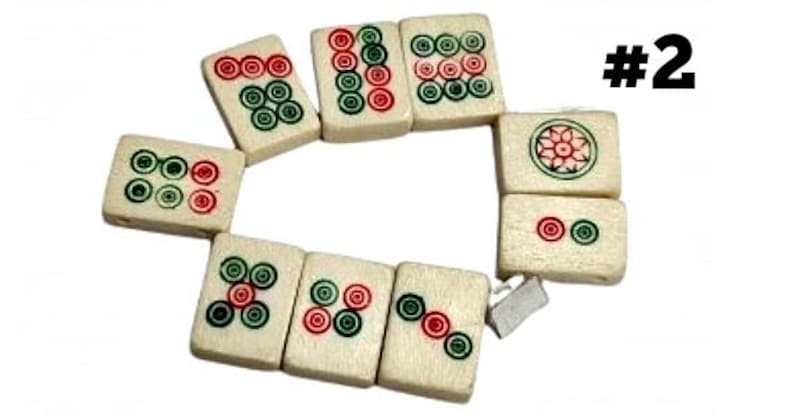 MAHJONG 2 HOLE Spacer TILES #2, 9 PIECES