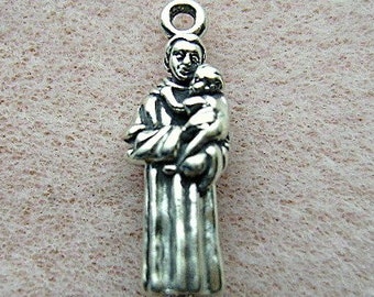 Saint Christopher STERLING Silver Charm Pendant Protection Baby Jesus Detailed,Heavy Weight Religious 1 OR 10 Pcs. 1st Communion USA Made