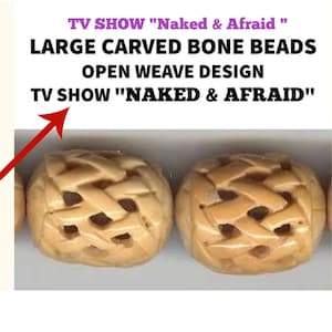 BEAD Bone "Naked & Afraid"  Open Weave Woman or Man Antiqued. Large hole
