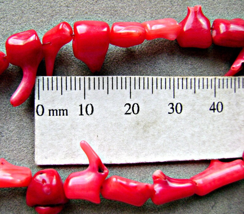 CORAL RED BRANCH Spike Stick Top Drill Shiny Beach Ocean 10 Strands image 3