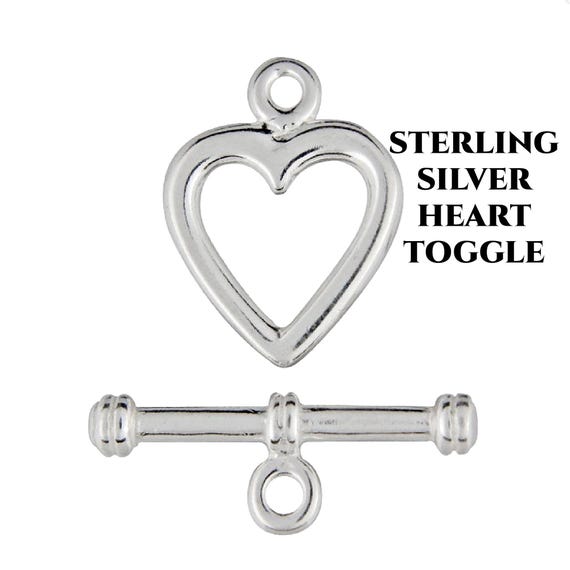 Toggle CLASP HEART Sterling Silver Finding Necklace Ring Bar #24-H