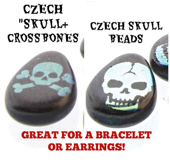 Skull Beads Black and White Goth Dia de Muertos