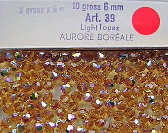 Vintage Beads Swarovski Rare Color 6mm LIGHT TOPAZ AB Old Article 39 72 Pieces