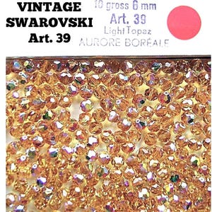 Vintage Beads Swarovski Rare Color 6mm LIGHT TOPAZ AB Old Article 39 72 Pieces