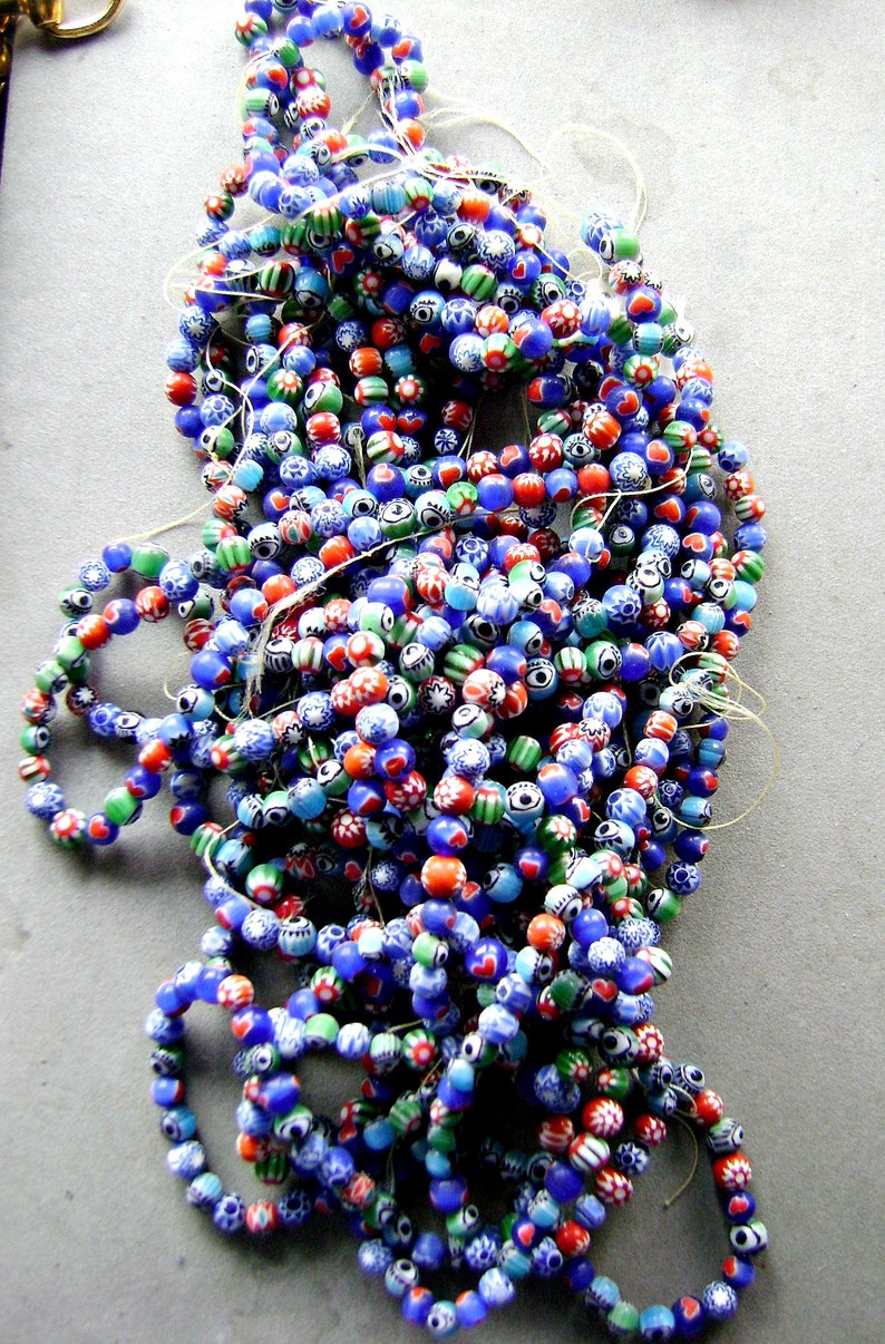 BEADS MILIFIORE GLASS Chevron Evil Eye Heart 1 Or 10 Strands
