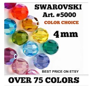 Contas Swarovski 4 mm #5000 Facetadas Redondas, à escolha de cores, 100 peças